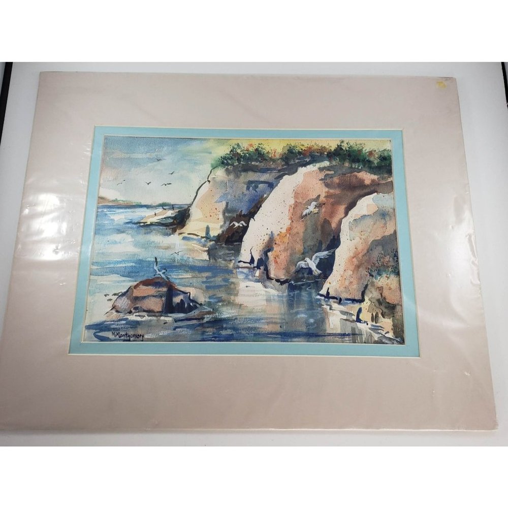 Coastline Reflections Marilyn Montgomery Original Watercolor Painting Art Ocean